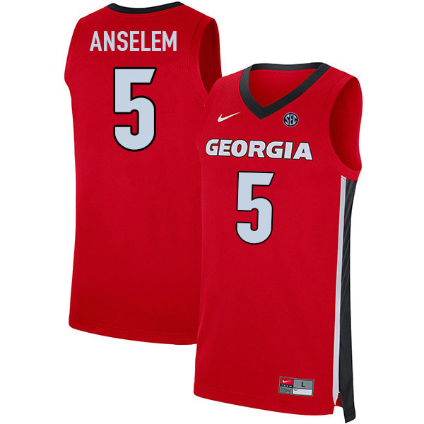 Men #5 Frank Anselem Georgia Bulldogs College Basketball Jerseys Sale-Red